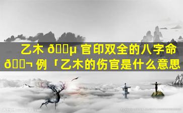 乙木 🌵 官印双全的八字命 🐬 例「乙木的伤官是什么意思」